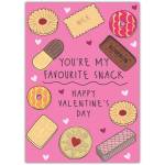You're My Favourite Snack Valentine's Day Card with Biscuit Illustrations