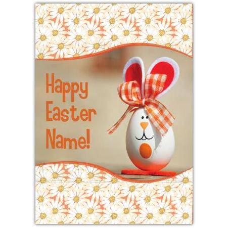 Personalised Happy Easter Bunny Card with Daisy Floral Design for Easter Greetings