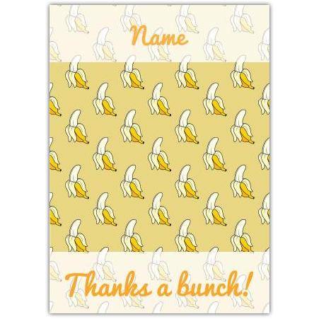 Personalised Thanks a Bunch Banana Pattern Thank You Card Suitable for Any Occasion