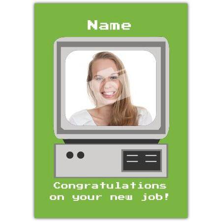 Personalised Retro Computer Style Congratulations On Your New Job Card