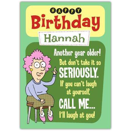 Aunty Acid Humorous Personalised Birthday Card Another Year Older Laugh at Yourself