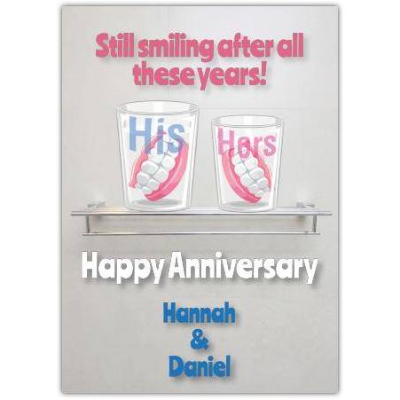 Personalised Anniversary Card Still Smiling After All These Years His and Hers Teeth Design