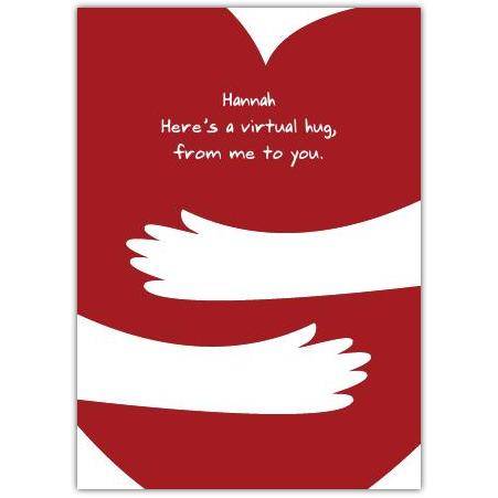 Personalised Virtual Hug Greeting Card from Me to You with Heart Design