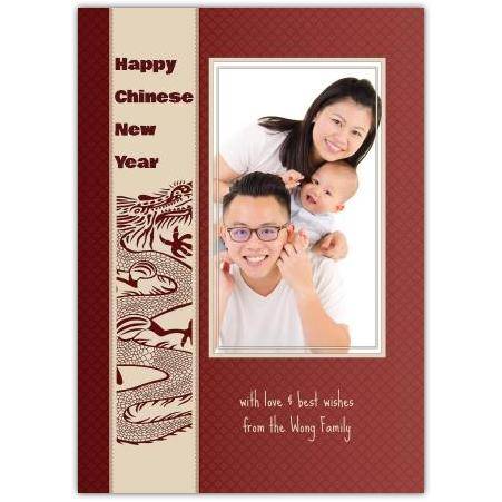 Personalised Chinese New Year Dragon Family Photo Greeting Card with Banner Design