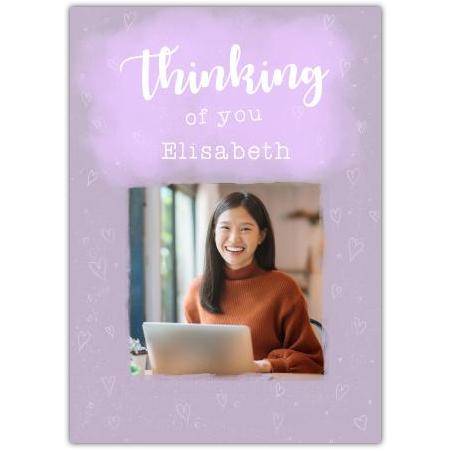 Personalised Thinking of You Photo Upload Greeting Card in Purple