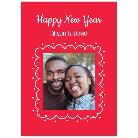 Personalised Red Happy New Year Photo Upload Greeting Card for New Year Wishes