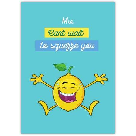 Personalised Funny Lemon Pun Thinking of You Greeting Card