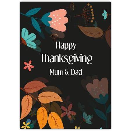 Happy Thanksgiving Card for Mum and Dad Autumn Leaves Design