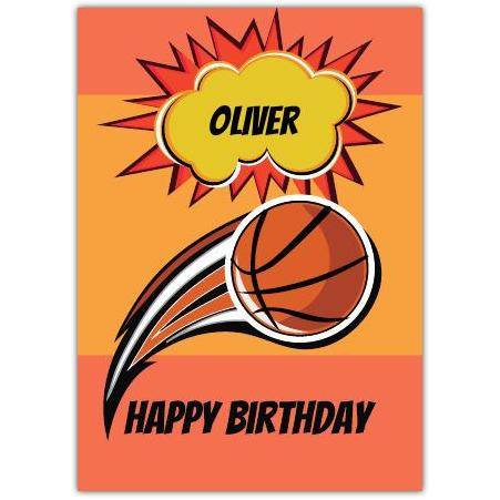 Personalised Boys Basketball Themed Happy Birthday Card with Name Option