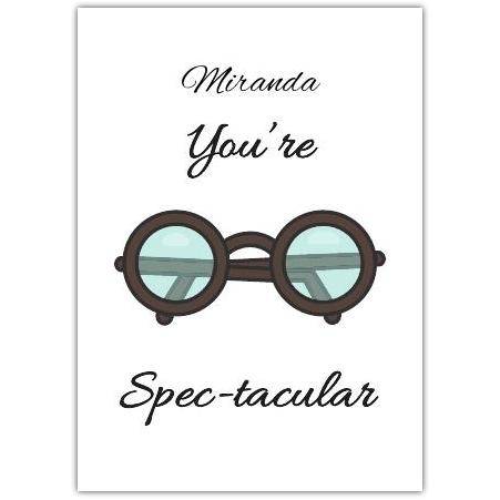 Personalised Fun Spectacles Pun Greeting Card with Name Customisation