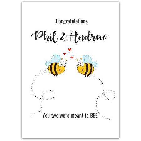 Personalised Congratulations Card for Couples with Cute Bees and Romantic Message