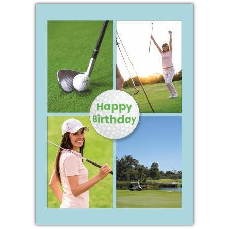Happy Birthday Golf Photo Collage Card for Golf Enthusiasts