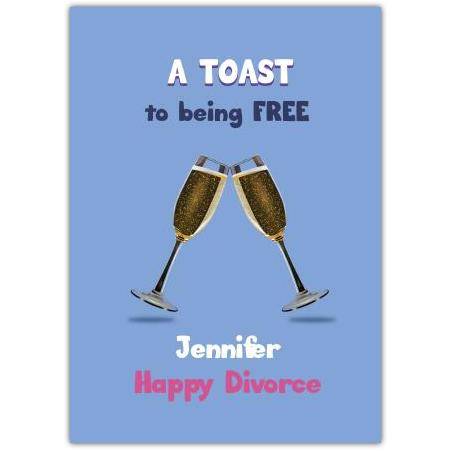 Personalised Happy Divorce Celebration Card with Champagne Toast Design