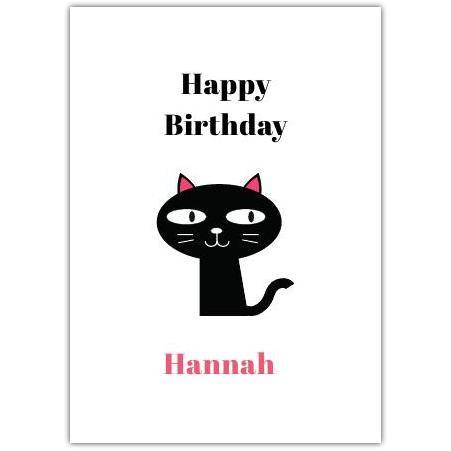 Personalised Happy Birthday Card with Cute Black Cat Design for Kids and Adults