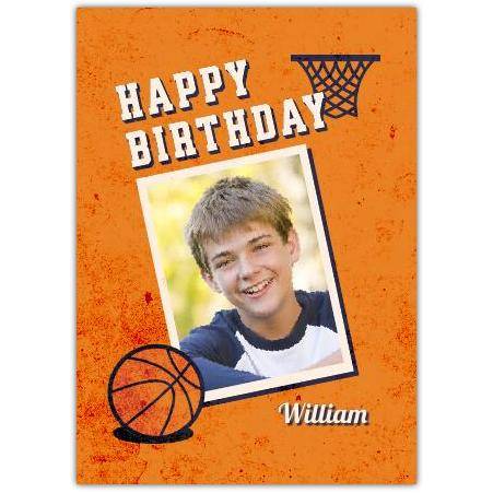 Personalised Basketball Theme Happy Birthday Card with Photo for Boys