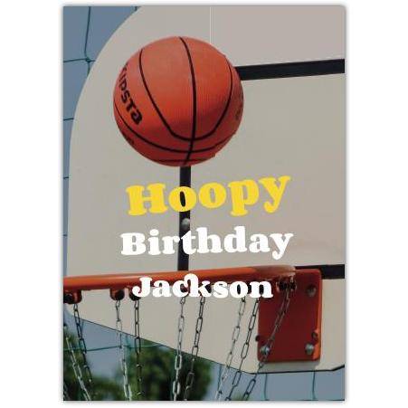 Personalised Basketball Hoopy Birthday Greeting Card for Kids and Sports Fans