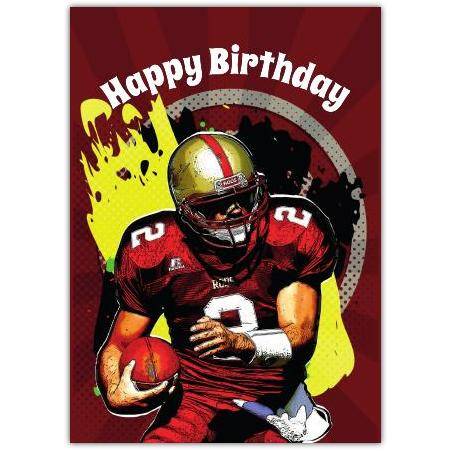 Happy Birthday American Football Player Action Sports Greeting Card