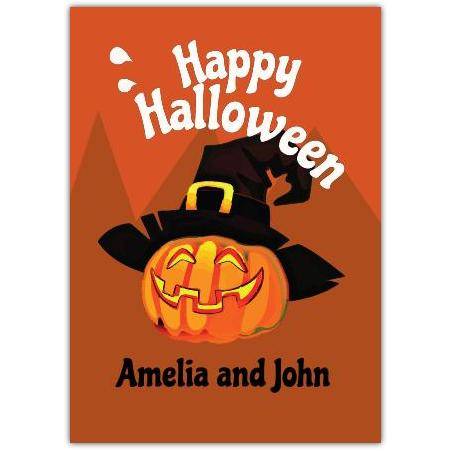 Personalised Happy Halloween Pumpkin Jack O Lantern Greeting Card