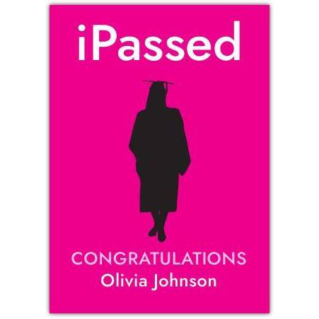 Personalised Congratulations Graduation Card Pink Silhouette Design