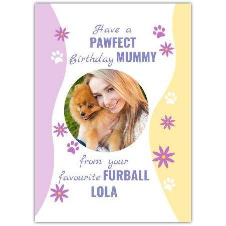 Personalised Pawfect Birthday Card for Mummy with Photo and Pet Theme