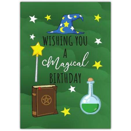 Happy Birthday Magic Wizard Greeting  Card
