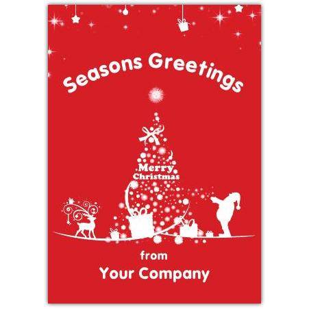 Corporate Christmas Add Company Red Greeting Card