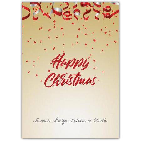 Happy Christmas Streamers Greeting Card