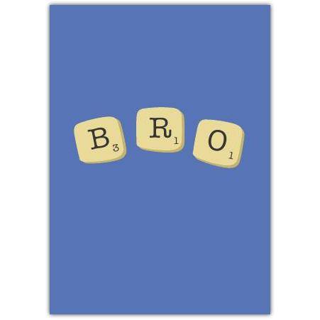 Brother Scrabble Letter Tiles Blue Birthday Greeting Card Personalised Option