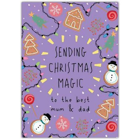 Sending Christmas Magic to the Best Mum and Dad Festive Holiday Greeting Card