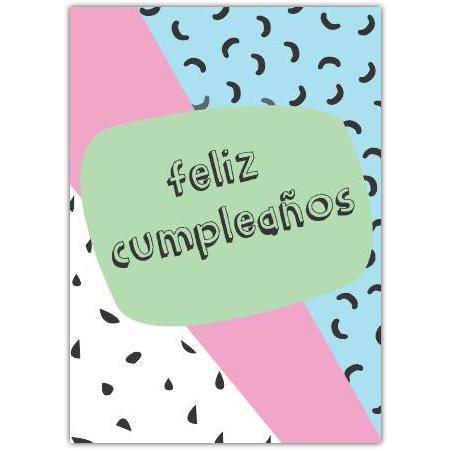 Feliz Cumpleaños Colourful Geometric Spanish Birthday Greeting Card