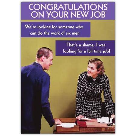Congratulations on Your New Job Humorous Vintage Style Greeting Card