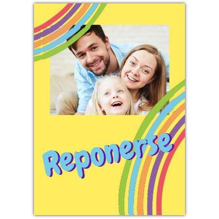 Personalised Yellow Rainbow Family Photo Thank You Card in Irish Reponse