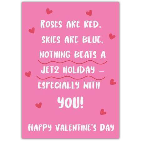 Valentines Day Card with Jet2 Holiday Poem and Heart Design for Couples