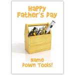 Personalised Happy Fathers Day Card with Toolbox Design Down Tools Theme