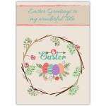 Personalised Easter Greetings Card with Festive Wreath and Colourful Eggs Design