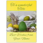 Personalised Easter Eggs in a Basket Greeting Card with Customisable Title and Name