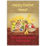 Personalised Easter Card with Daffodils and Colourful Egg Basket Photo Frame
