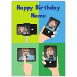 Personalised Happy Birthday Card with Phone and Selfie Photo Design