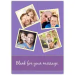 Personalised Four Photo Purple Keepsake Card Suitable for All Occasions