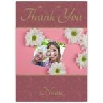 Personalised Daisy Thank You Card with Photo and Name on Pink Floral Design