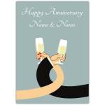 Personalised Happy Anniversary Card with Linking Arms and Champagne Glasses Design