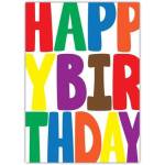 Colourful Big Letters Happy Birthday Card for All Ages Celebration