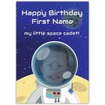 Personalised Happy Birthday Space Cadet Photo Card for Kids with Custom Name