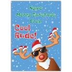 Personalised Funny Christmas Card Cool Rude Reindeer Wearing Sunglasses