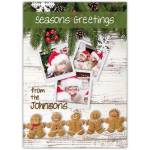 Personalised Seasons Greetings Card with Gingerbread Men Pine Sprigs and Photos
