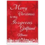 Merry Christmas to My Gorgeous Girlfriend Personalised Red Snowflake Card