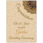 Personalised Golden Wedding Anniversary Congratulations Card with Elegant Floral Design