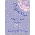 Personalised Pearl Wedding Anniversary Card with Elegant Floral Design and Congratulations Message