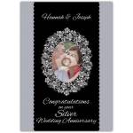 Personalised Silver Wedding Anniversary Card with Photo Frame and Congratulations Message