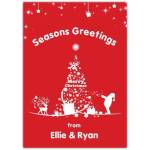 Personalised Seasons Greetings Merry Christmas Card with Festive Tree and Santa Design
